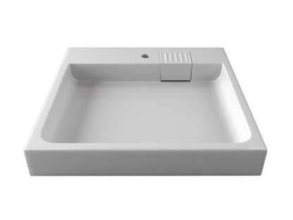 DEYMOS over-the-washer bathroom basin, glossy white sanitary acrylic
