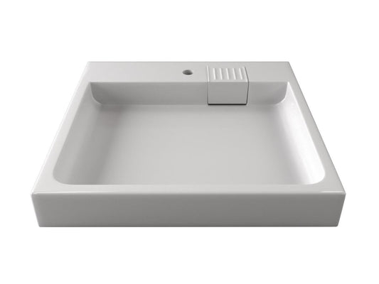 DEYMOS over-the-washer bathroom basin, glossy white sanitary acrylic