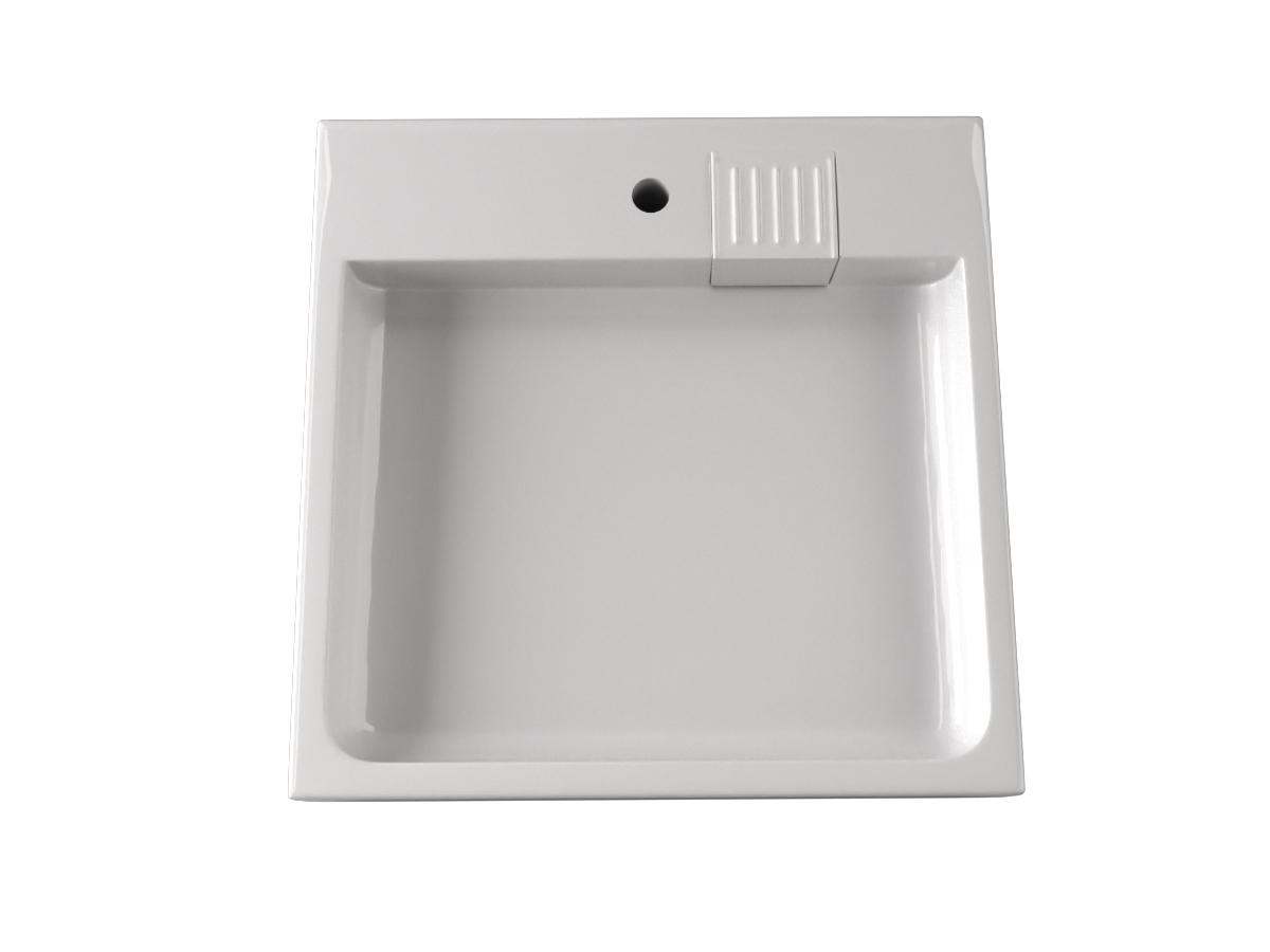 DEYMOS over-the-washer bathroom basin, glossy white sanitary acrylic