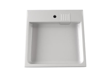 DEYMOS over-the-washer bathroom basin, glossy white sanitary acrylic
